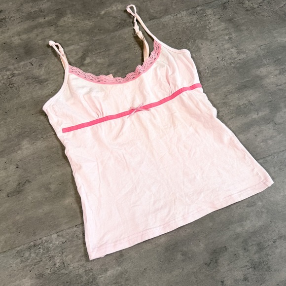 American Eagle Outfitters Tops - Vintage VTG Y2K 2000's 00's Pink Lacer Dee Tie Top